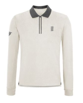 Picture of Maserati Mens Long Sleeved Polo Shirt in White Medium